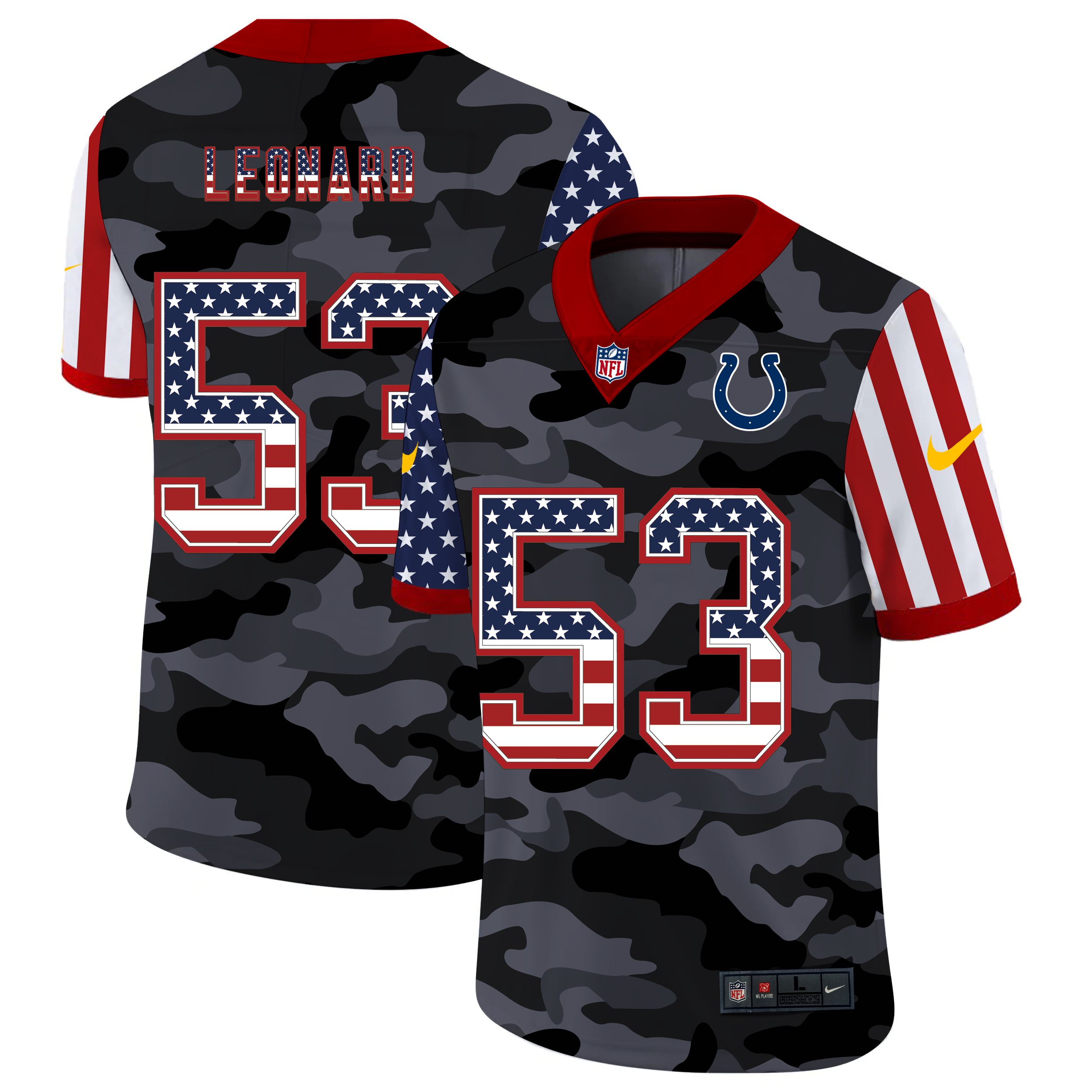 Men Indianapolis Colts #53 Leonard 2020 Nike USA Camo Salute to Service Limited NFL Jerseys->indianapolis colts->NFL Jersey